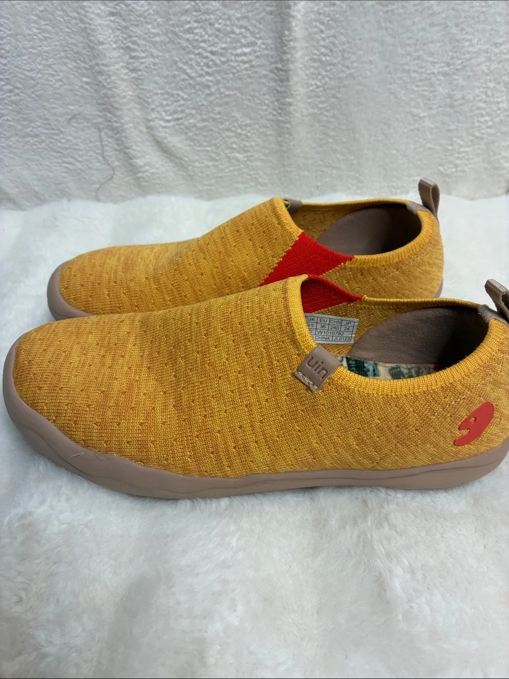 Womans Slip-On Knit Shoes in Mustard Yellow
